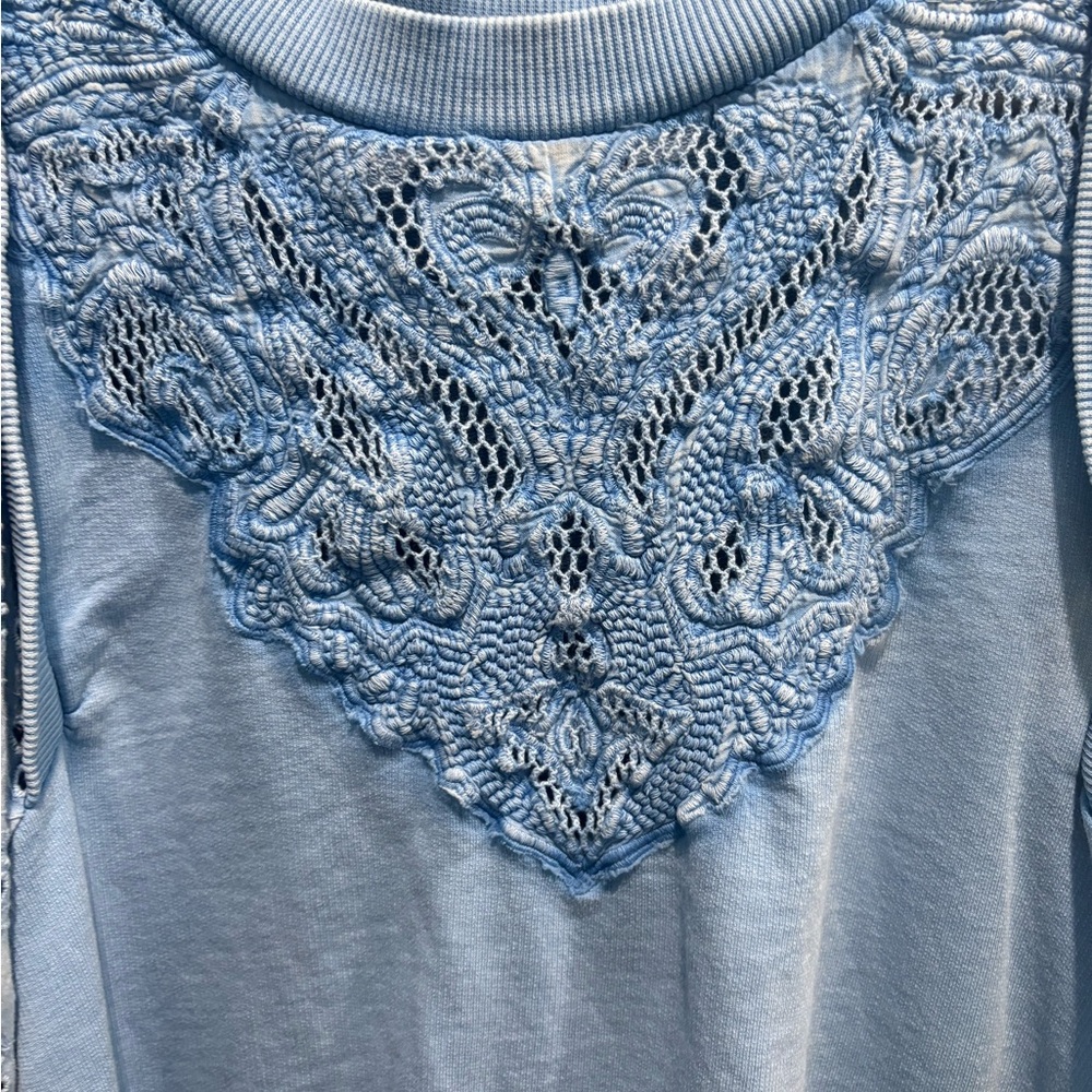 Pilcro Light Blue Lace-Detail Sweatshirt - Picture 6 of 9